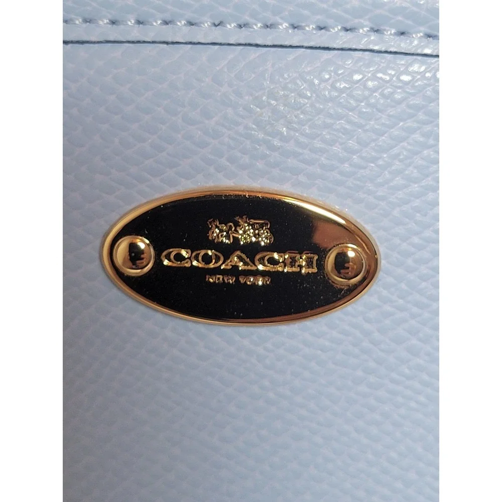Coach Woman's Small Margot Carryall Satchel Bag Crossgrain Leather - Light blue